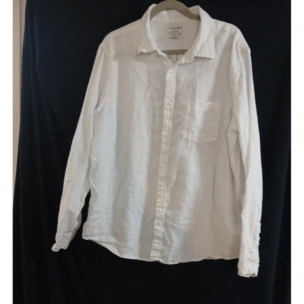 Caribbean Joe 100% Linen White Xl Button Shirt Long Sleeve